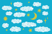 Crayon Clouds and Stars vector art, a Decorative Illustration by Neliakott ♥ (Thumbnail 4 of 6)