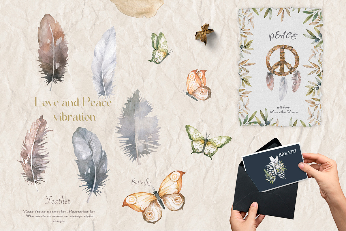 Dove Peace and Love Vibration Set, an Illustration by Ann Art Houze (Photo 6 of 16)
