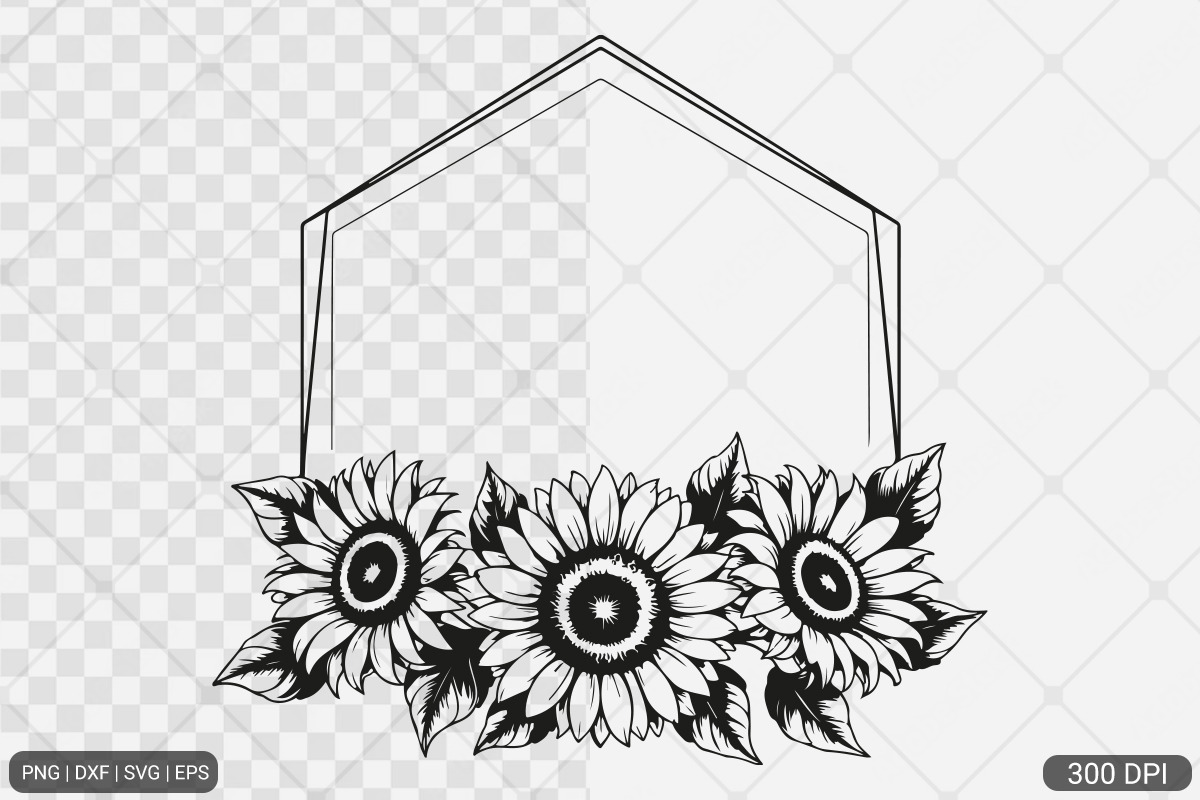 Sunflower Frame SVG PNG Bundle, an Illustration by Actual Pixel (Photo 13 of 23)