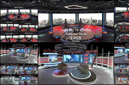 TV Studio Collection 11 - 2 PCS, a Scene 3D Model by akerStudio