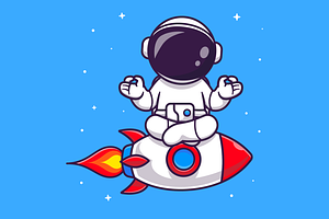 Cute Astronaut Meditation Yoga