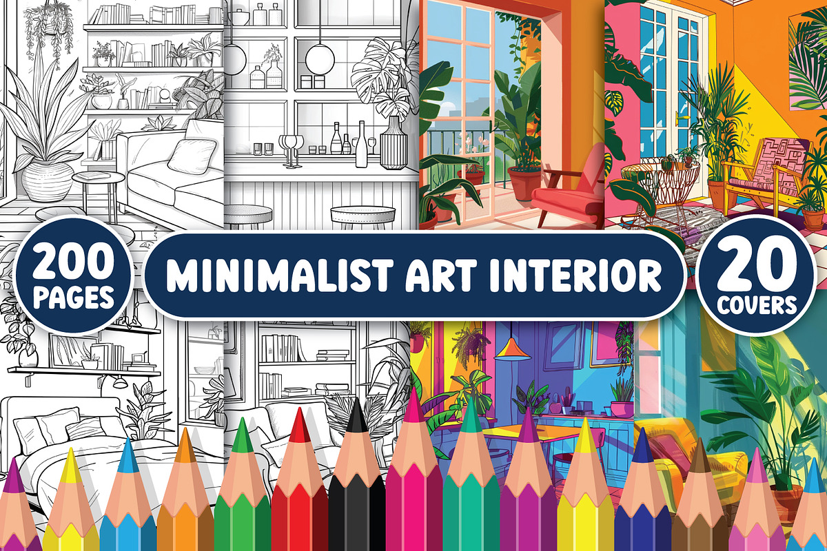 Minimalist Art Interior Color Pages, an Illustration by BrightMart (Photo 1 of 3)