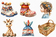Watercolor Boho Baby Clipart Bundle, an Illustration by Craft Nest (Thumbnail 3 of 6)