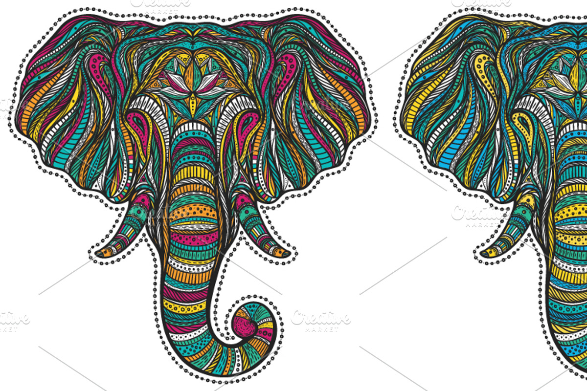 Vector elephant set, an Animal Illustration by IreneArt illustrations (Photo 5 of 8)