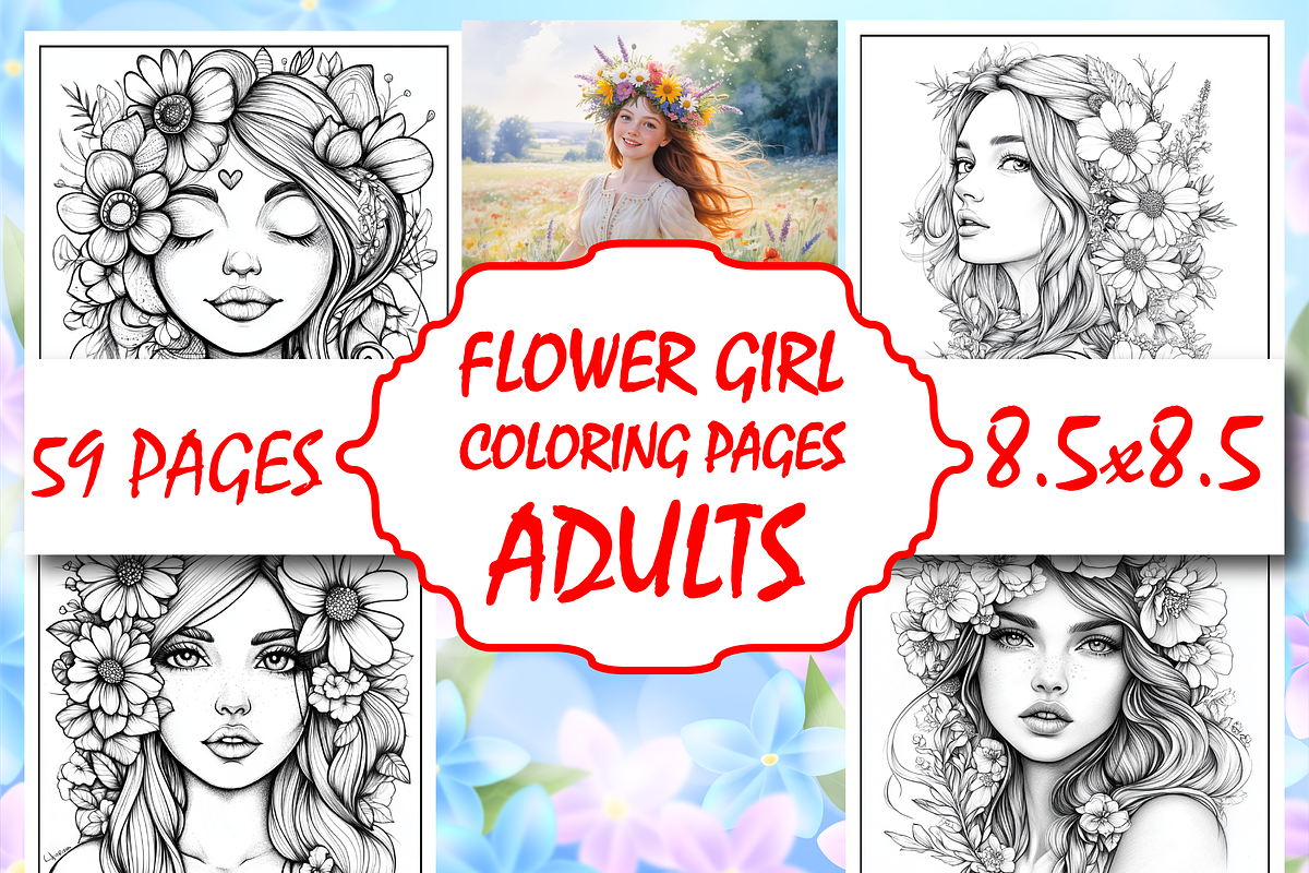 Adults Flower Girl Coloring Pages, a Person Illustration by Design Zone (Photo 1 of 5)