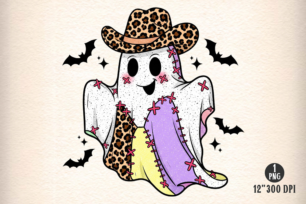 Patchwork Cowboy Ghost Halloween PNG, an Illustration by Dream Creation (Photo 1 of 5)