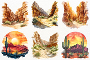 Western Landscape Clipart Cactus PNG, a Decorative Illustration by SugarCloudStudioArt (Thumbnail 4 of 8)