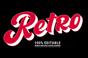 Retro Vector 3d Editable Text Effect