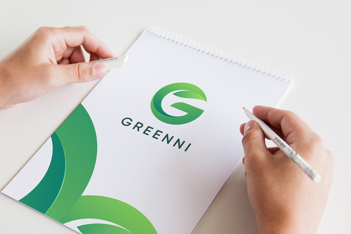 Leaf Letter G Logo & Business Card, a Branding & Logo Template by gdrony (Photo 3 of 3)