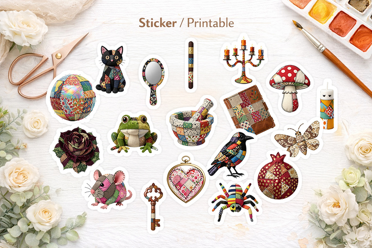 Halloween Patchwork Sublimation, a Seasonal Illustration by Artnoy (Photo 7 of 18)