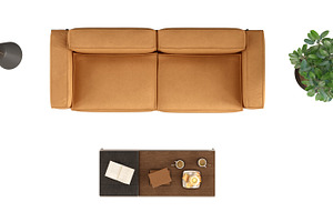 High angle view of a leather sofa isolated on white