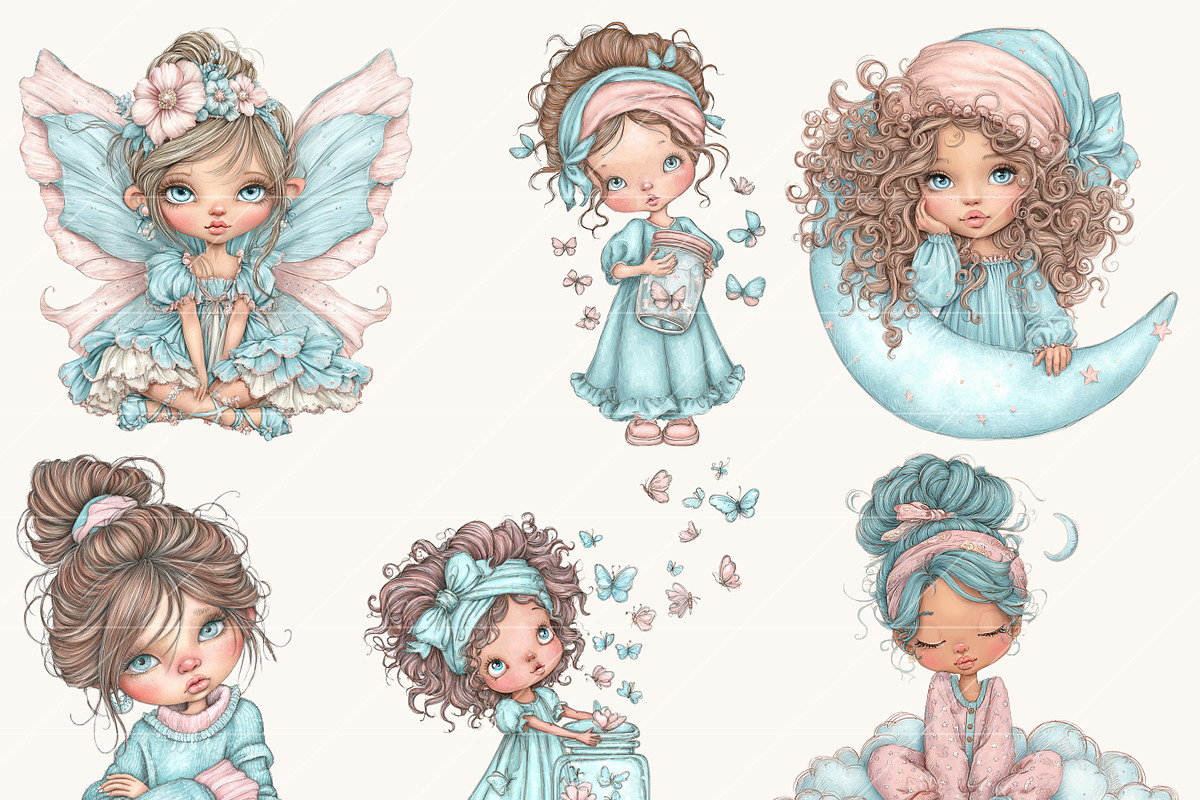 Watercolor Dreamy Fantasy Kids, a Person Illustration by BusyDaydesign (Photo 3 of 9)