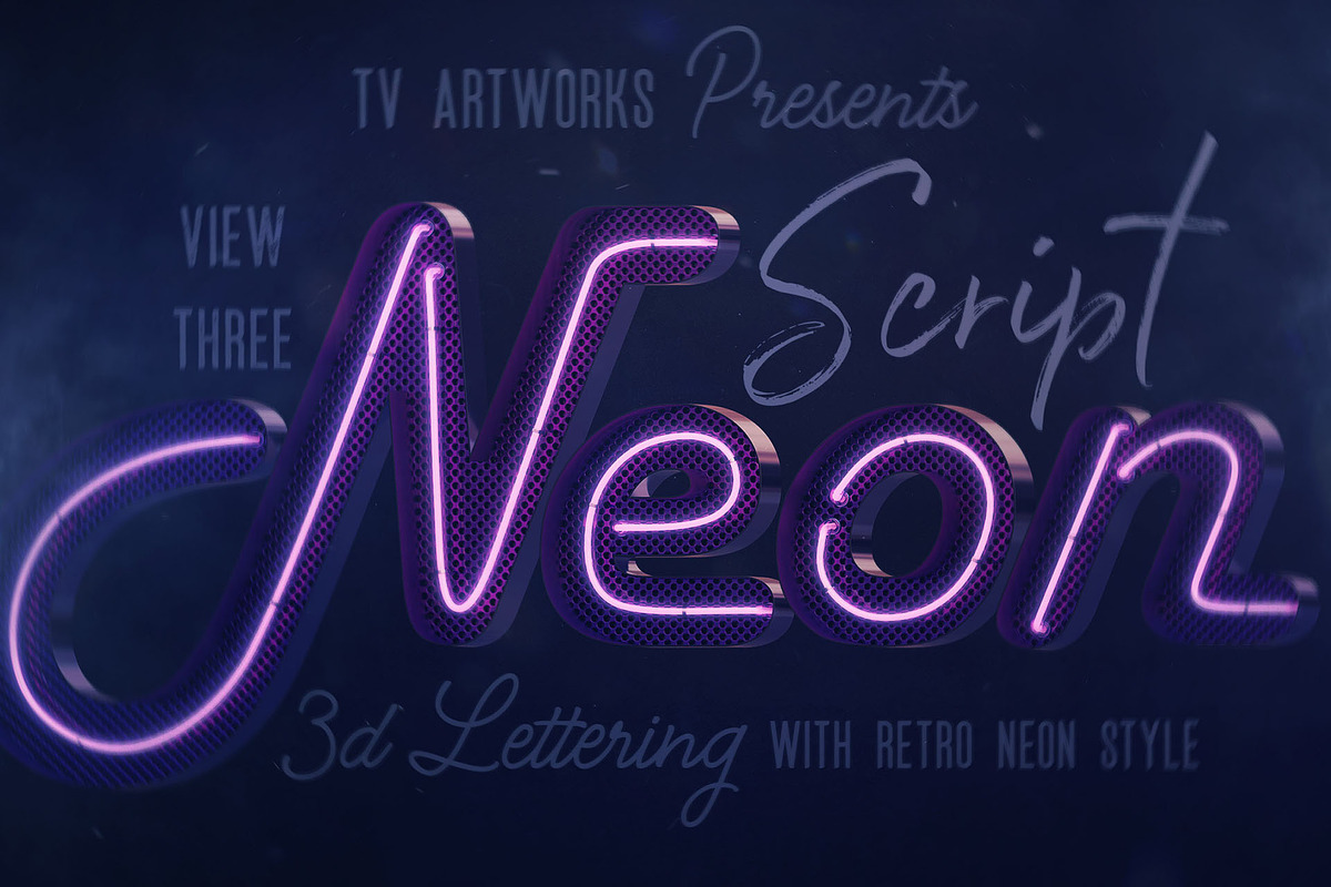 Script Neon 3D Lettering, a Graphic by TVartworks (Photo 4 of 25)