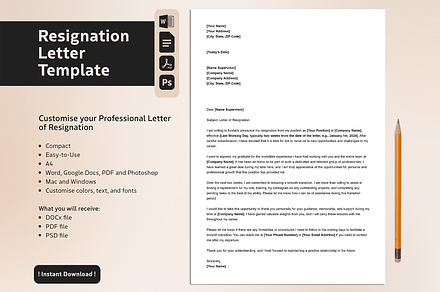 Resignation Letter Template, an Email Template by sophiesconcepts