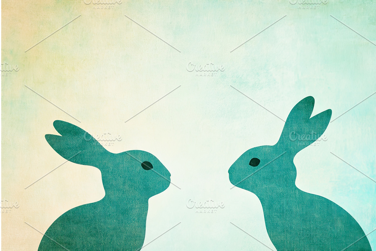 Silhouette of two bunnies facing, an Illustration by Lermont51