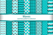 9 waves seamless patterns, a Pattern Graphic by Baranovska (Thumbnail 1 of 3)