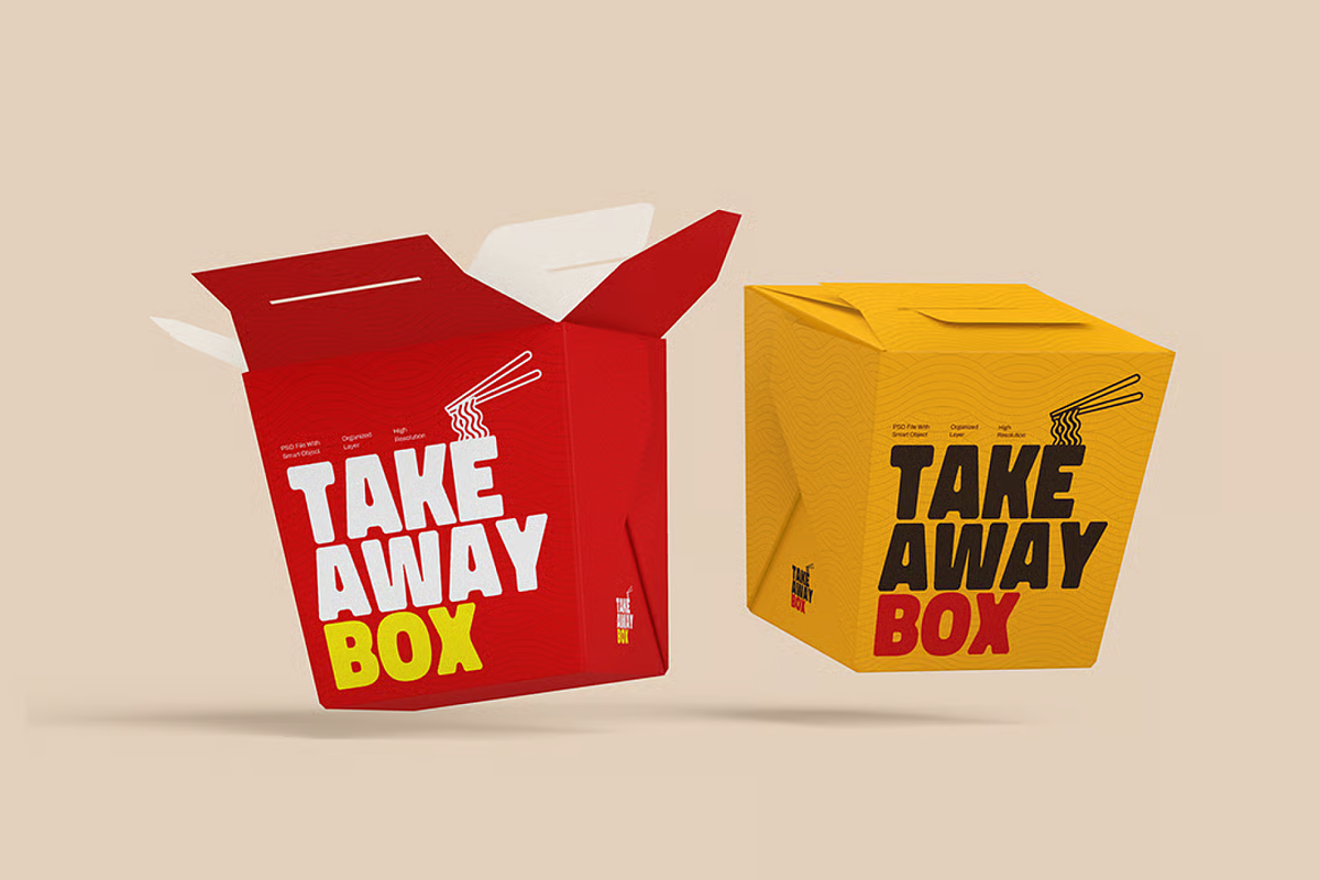 Takeaway Food Box Packaging Mockup, a Packaging Mockup by graphicsauce
