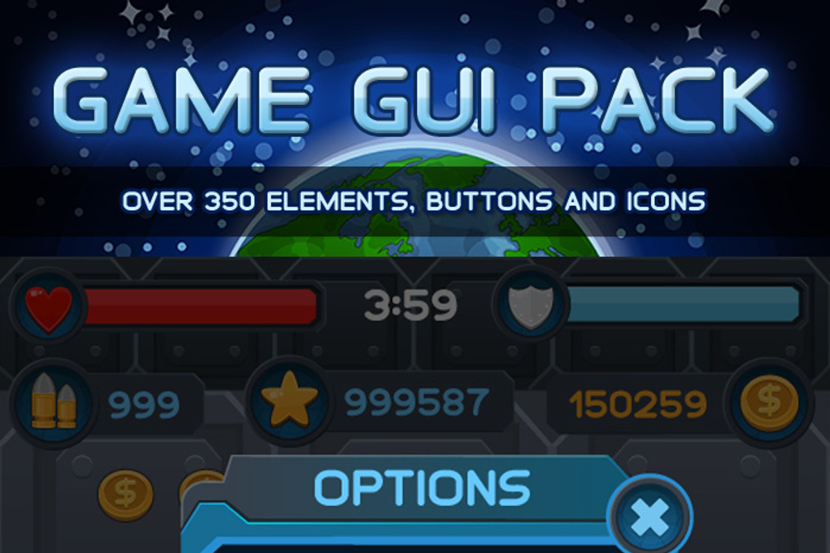 Space Game GUI Pack, an Illustration by Saranai Store (Photo 1 of 10)