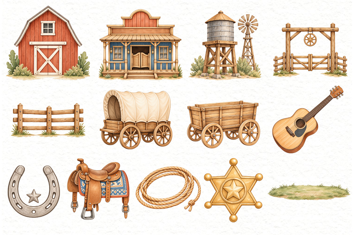 Little Cowboy Clipart Bundle, a Person Illustration by Villa 11 Estudio (Photo 4 of 8)