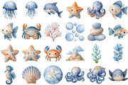 Undersea watercolor clipart, an Illustration by Sublimation Artist (Thumbnail 3 of 7)