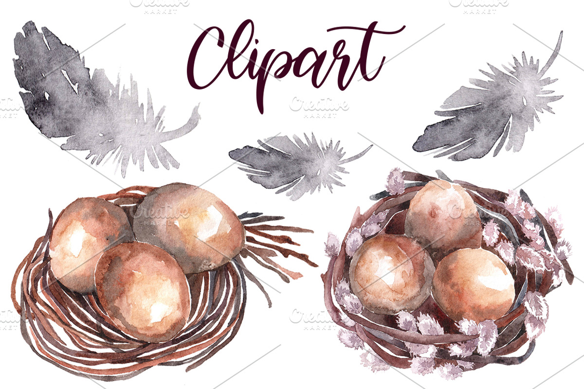 Watercolor Easter set with bunnies, a Texture Graphic by Antikva17 (Photo 4 of 6)