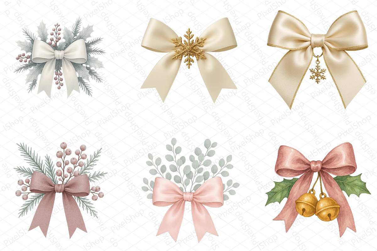 Coquette Christmas Bow Clipart, an Illustration by DreamPrint404 (Photo 2 of 4)