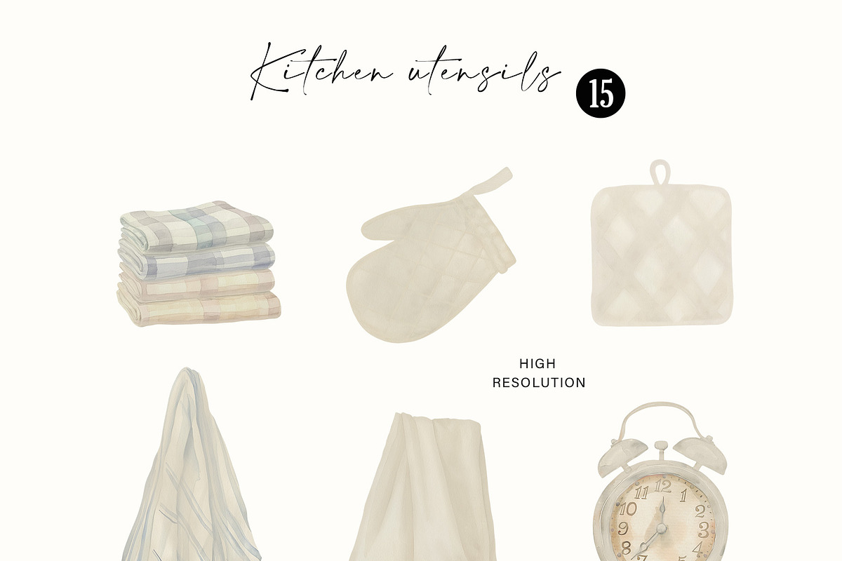 Country Kitchenware Watercolor Set, a Decorative Illustration by Sunshine Art (Photo 14 of 16)