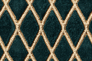Seamless pattern teal velvet textile showcasing a repeating diam