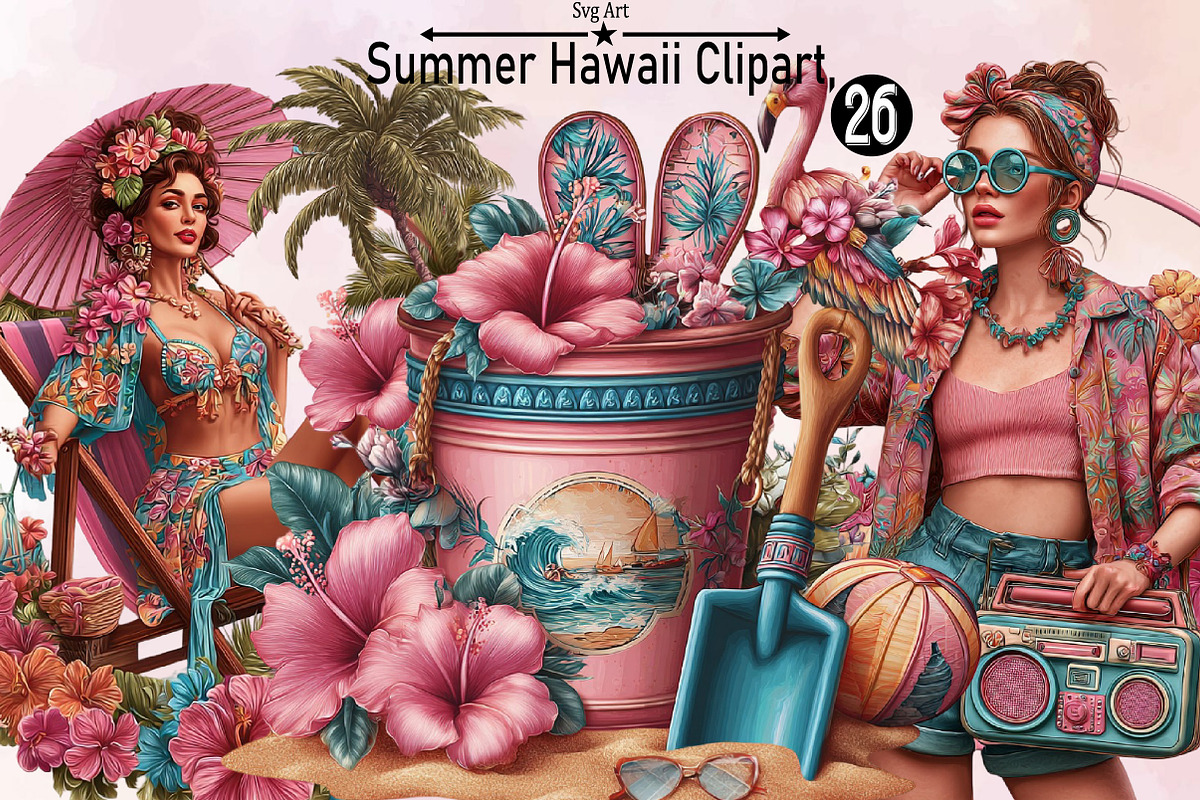 Summer Hawaii Clipart Bundle., an Illustration by SVGArt (Photo 1 of 9)