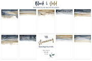 Black and Gold Watercolor Background, a Texture Graphic by KitsPix (Thumbnail 2 of 5)