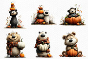 Bear with Pumpkin Watercolor Clipart, a Seasonal Illustration by Craft Nest (Thumbnail 3 of 6)