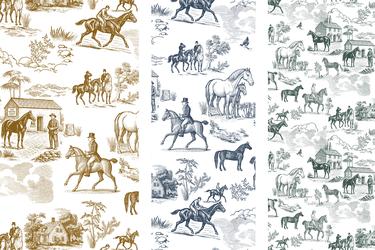 Equestrian Toile de Jouy Pattern, a Pattern Graphic by Hughes Studio (Photo 8 of 8)