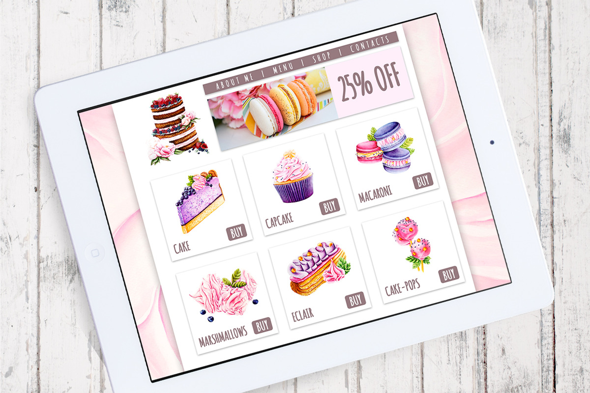 Sweet watercolor clipart (18 items), a Decorative Illustration by Integrity_store (Photo 6 of 7)