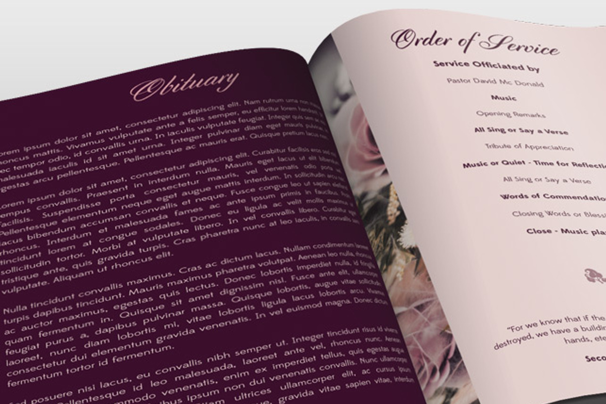 Purple Floral Funeral Program, a Brochure Template by loswl (Photo 2 of 3)