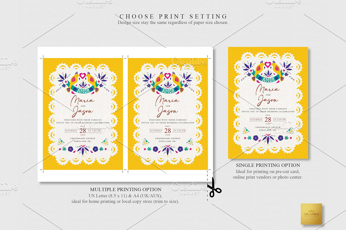 Mexican Wedding Bundle | CANVA, a Stationery Template by Creative Market (Photo 5 of 8)