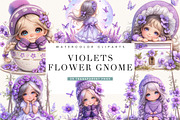 Violets Flower Gnome Girl Clipart, a Person Illustration by BusyDaydesign (Thumbnail 1 of 8)