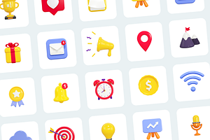 Basic 3D Icons Set