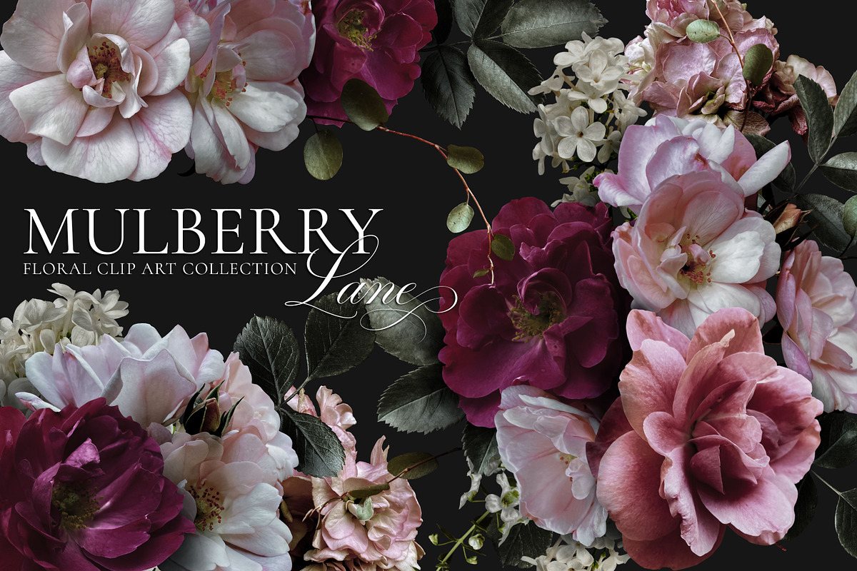 Mulberry Floral Clip Art Pattern Kit, an Object Graphic by Eclectic Anthology (Photo 2 of 17)