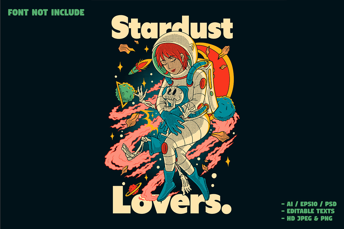 Astronaut Girl Hugging Skeleton, a Branding & Logo Template by Judsart (Photo 1 of 3)