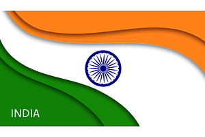 15 August paper cut flag of India, a Decorative Illustration by Vector Tradition