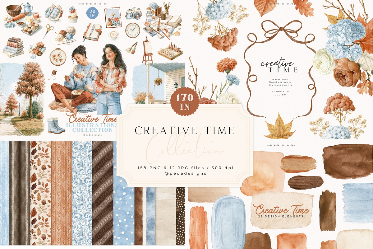 Creative Time Collection, a Seasonal Illustration by PeDe Designs (Photo 1 of 17)