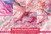 Blush Rose Quartz & Silver Veins, a Pattern Graphic by Printable Treasure (Thumbnail 1 of 6)