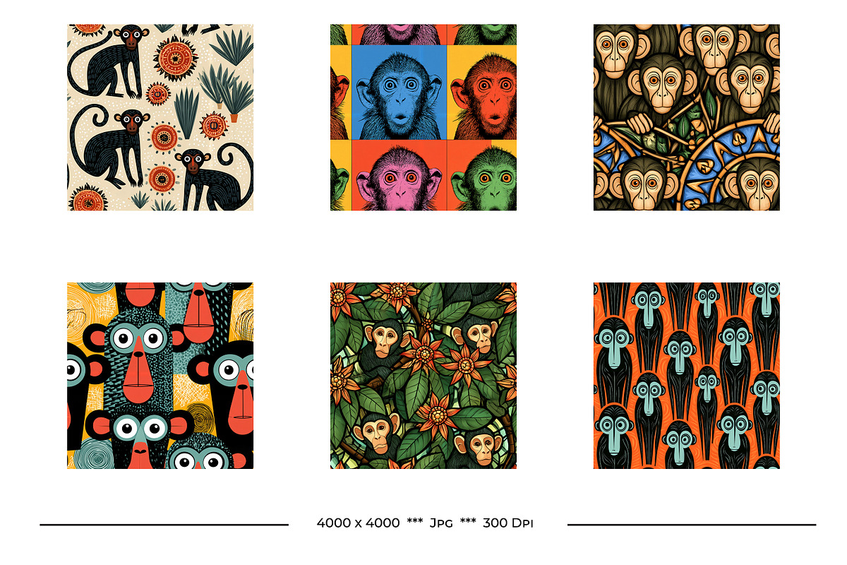 Monkey Retro Art Style Designs, a Pattern Graphic by karenfoleyphoto (Photo 8 of 10)
