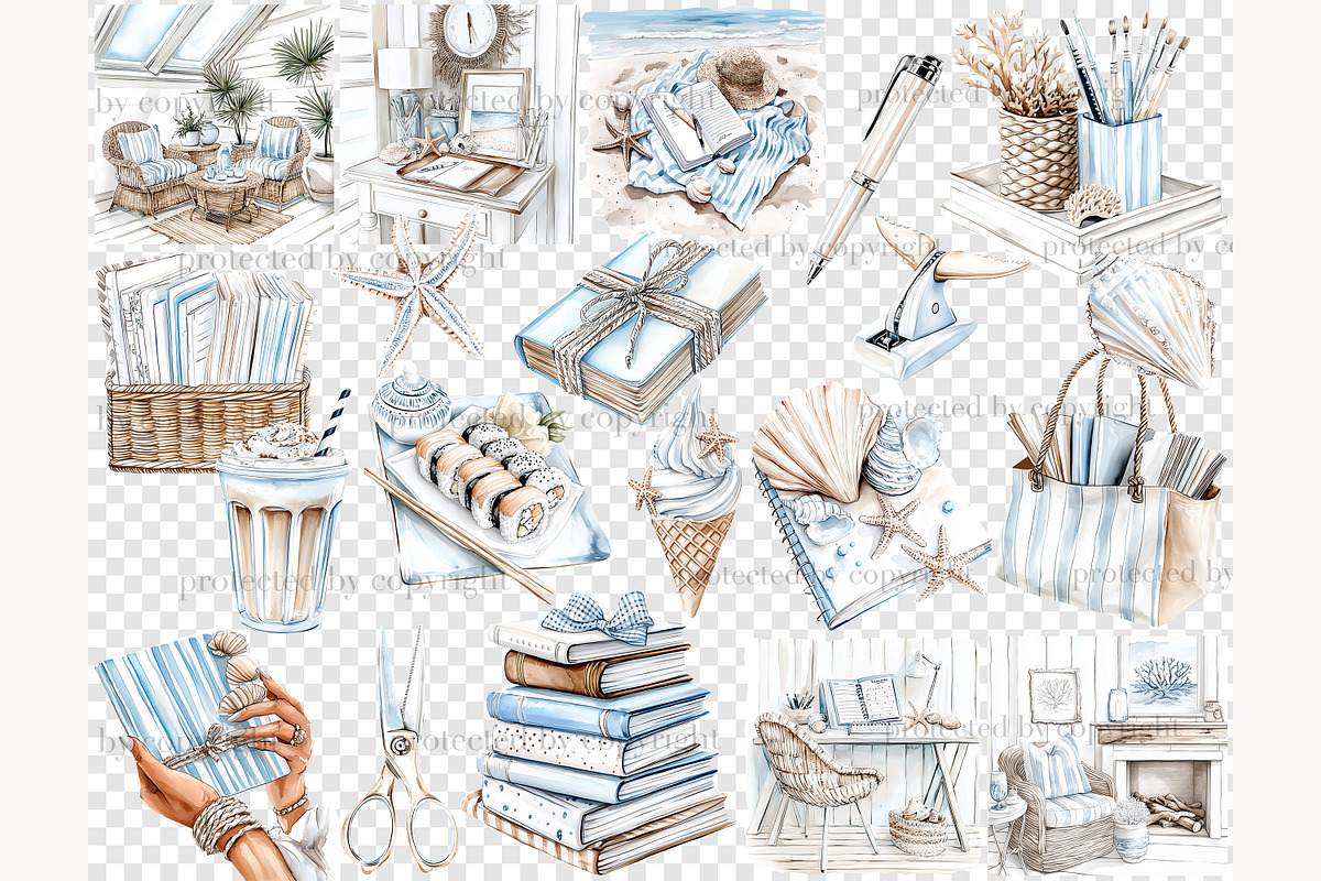 Summer Beach Clipart Collection, a Person Illustration by GlamArtZhanna (Photo 6 of 8)