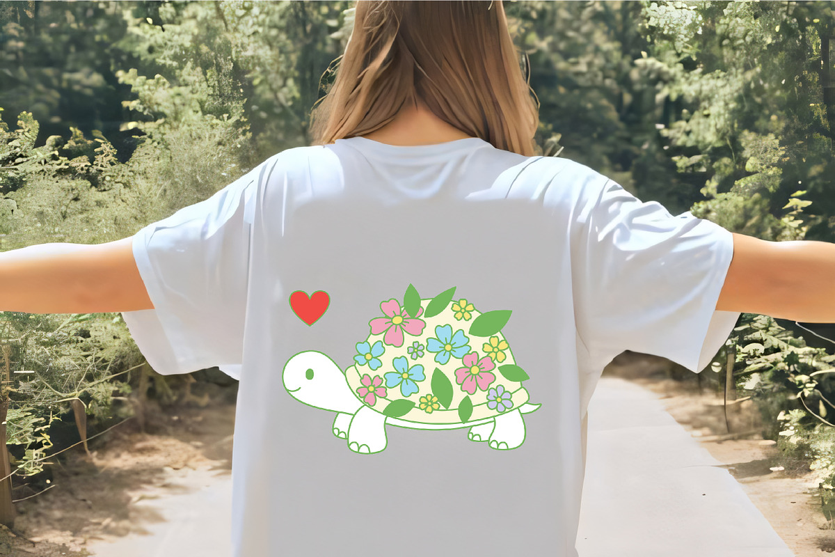 Adorable flower turtle with heart cu, an Illustration by CrexoraLab (Photo 1 of 3)