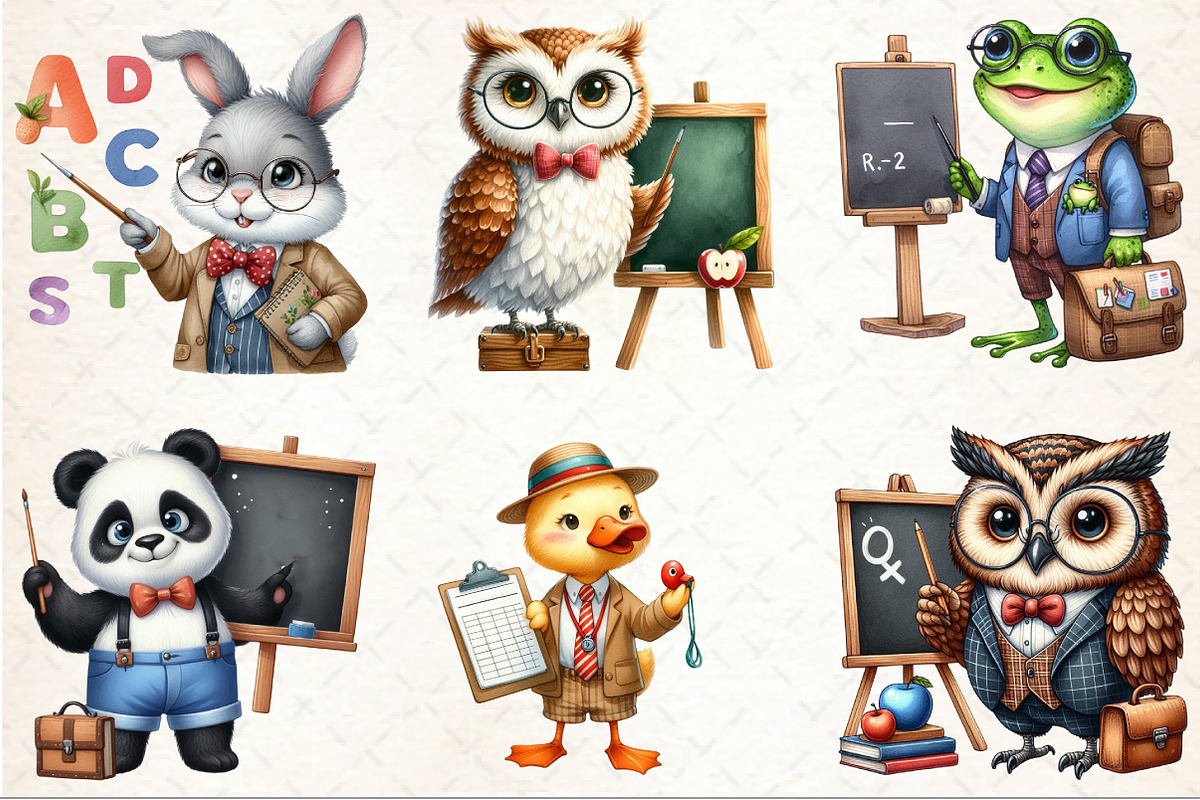 Back to School Animals Teacher Clipa, an Illustration by Rose Art (Photo 3 of 7)