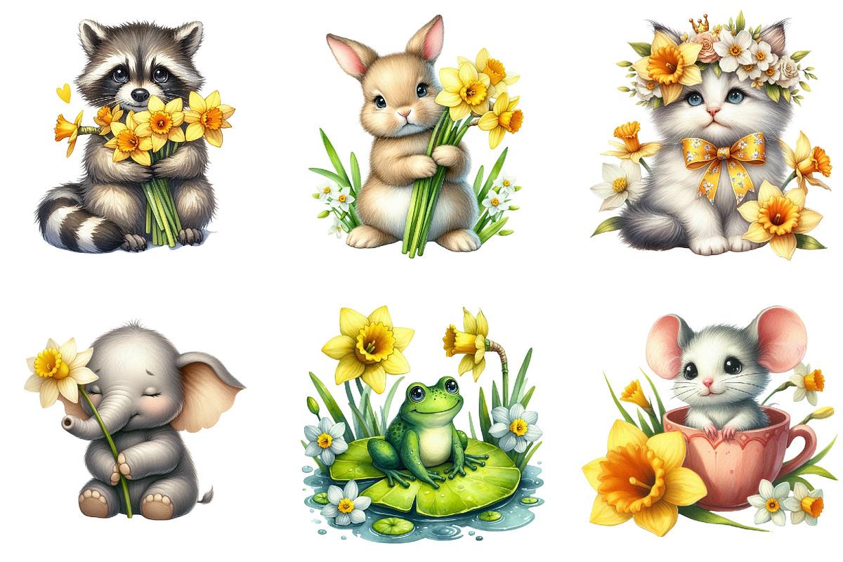 Daffodils Flowers Clipart, an Illustration by DreamArtGraphic (Photo 2 of 5)