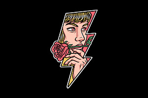 a beautiful woman is biting a rose, a Person Illustration by gunaonedesign