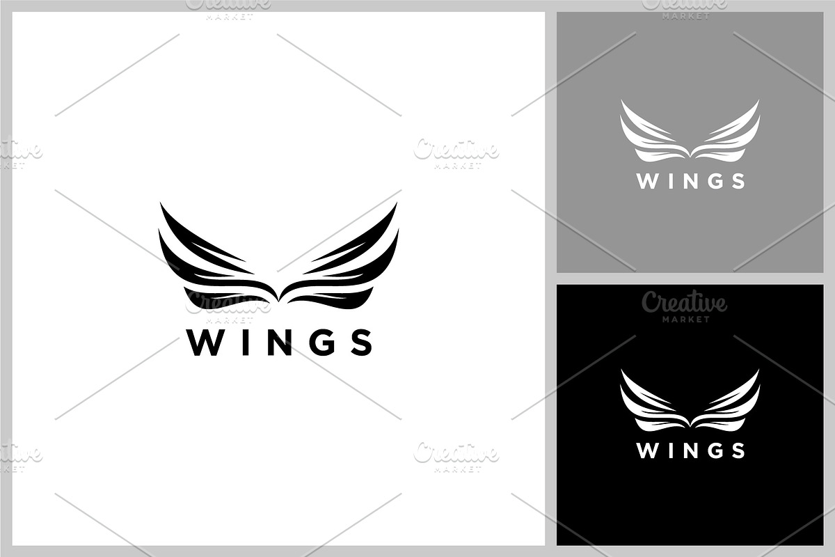 wing logo silhouette vector design, a Branding & Logo Template by quadrazo