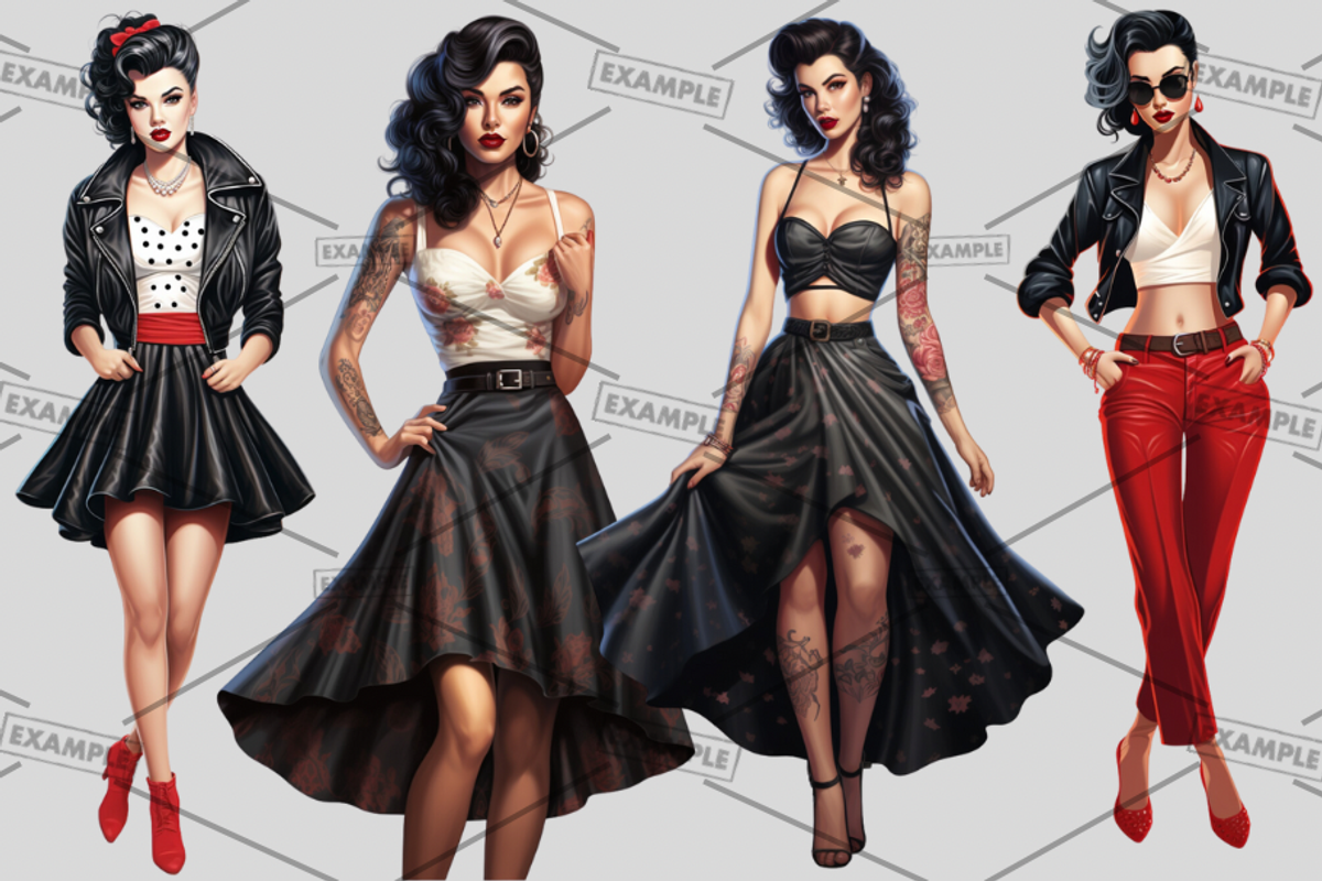 Rockabilly Women Bundle of 33, a Graphic by Jay Major Designs (Photo 4 of 11)